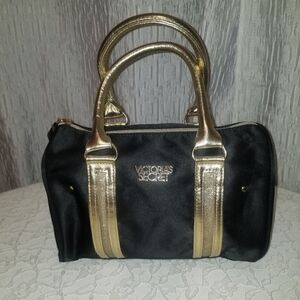 Victoria's Secret Speedy Bag Black Nylon Bag with Gold Handle